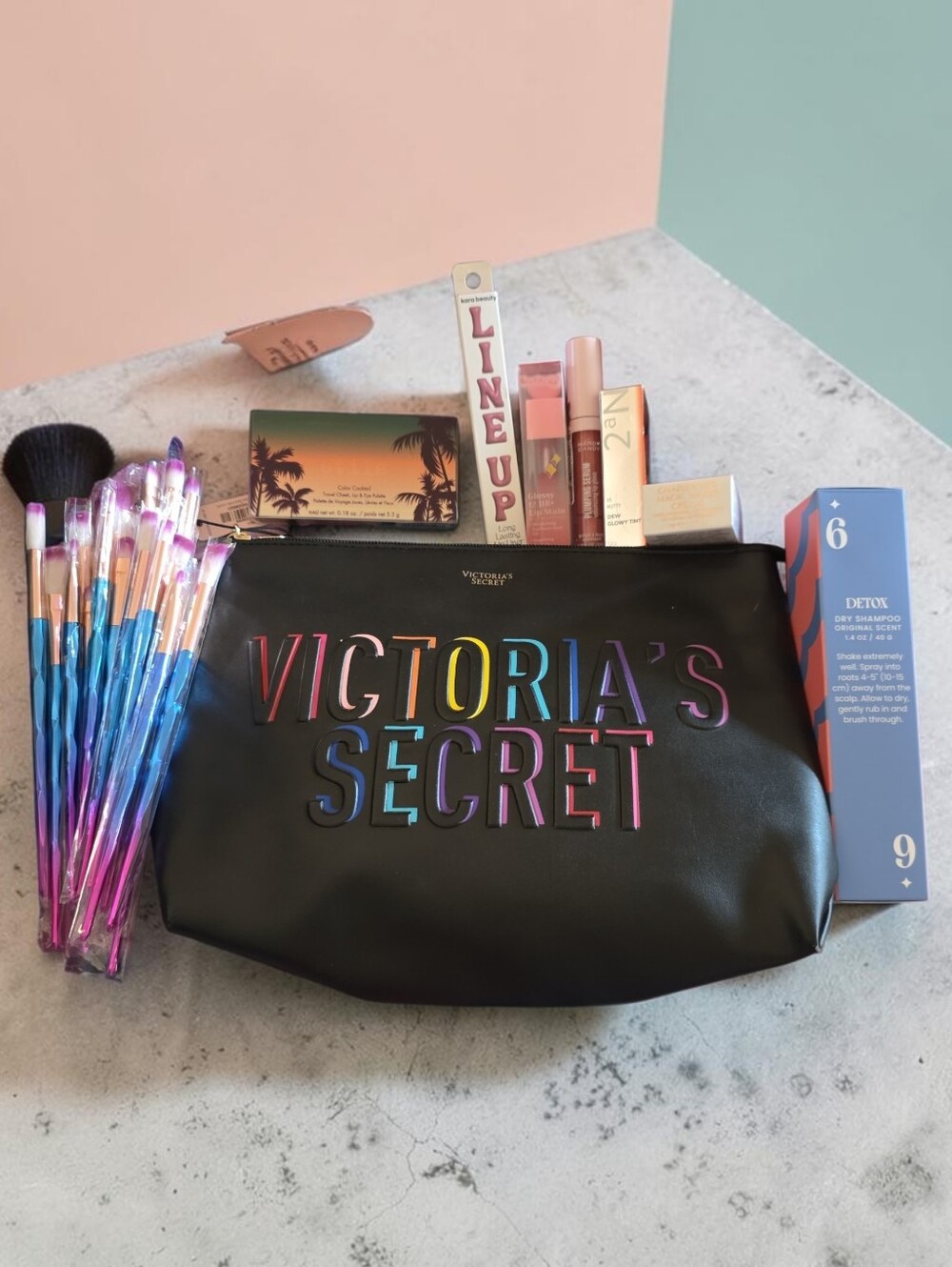 Victoria's Secret Black Cosmetic Pouch Beauty Bundle